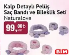 NATURALOVE KALP DETAYLI PELÜŞ SAÇ BANDI VE BİLEKLİK SETİ